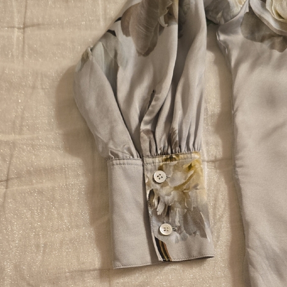 All Saints Gray Button Down Blouse with Notched Collar - Picture 12 of 16